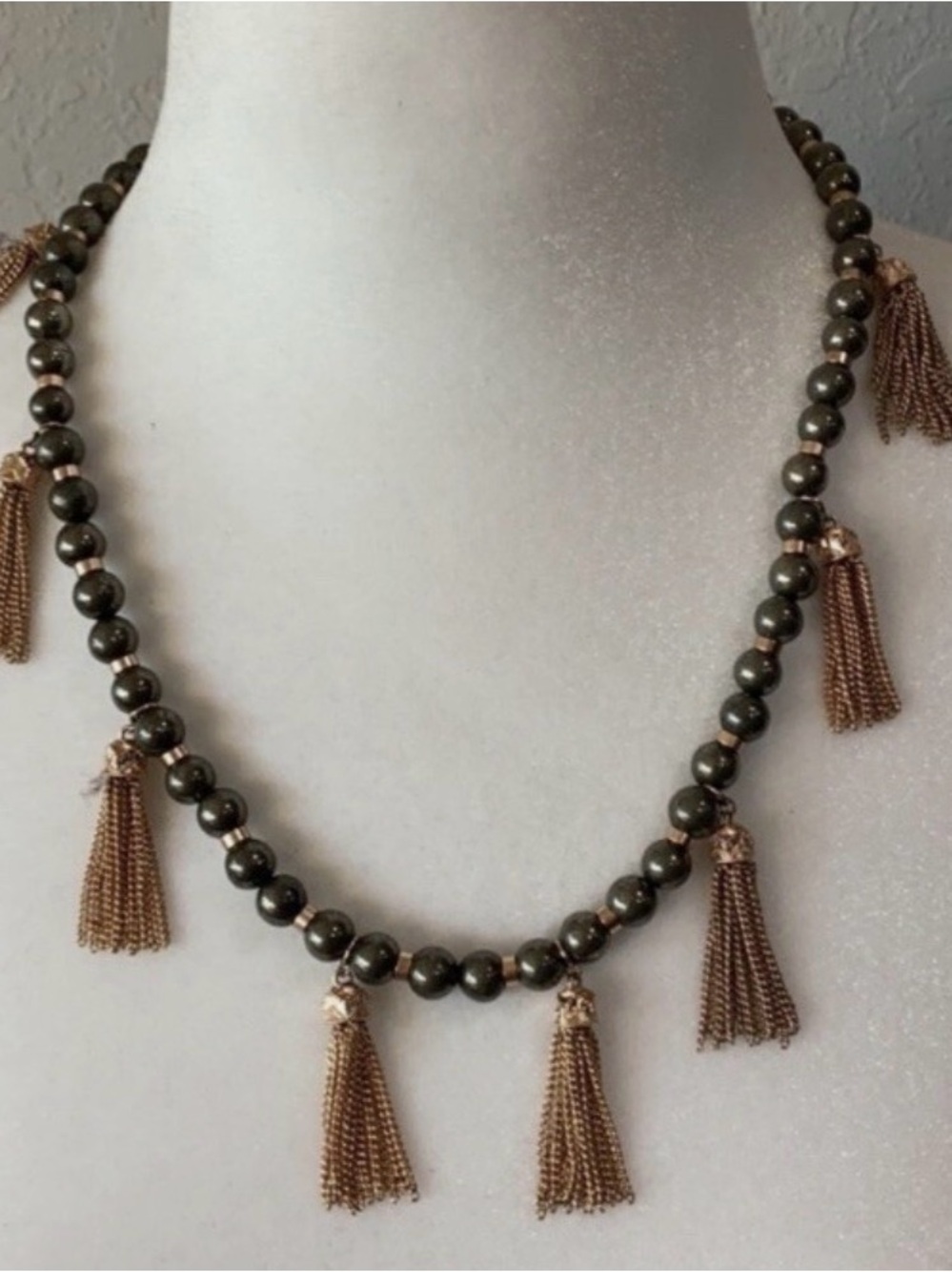 Kendra Scott Vanina Adjustable Multi Tassel Statement Necklace Rose Gold/Pyrite